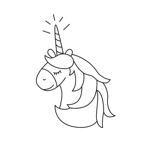 Ilustración con unicornio lindo para colorear libro . — Vector de stock