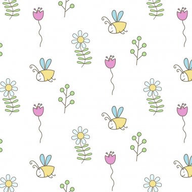 Beyaz arka plan üzerinde şirin seamless modeli. 