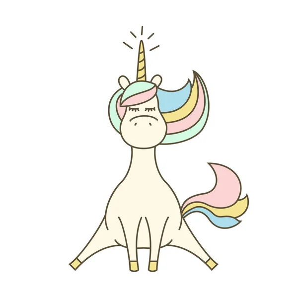 Ilustrație cu unicorn drăguț pe fundal alb . — Vector de stoc