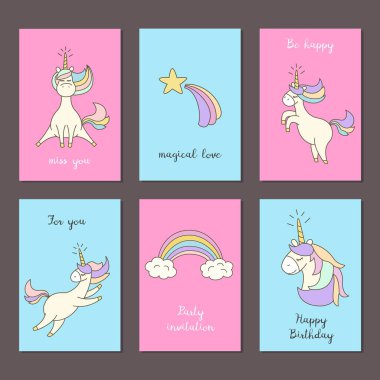 Şirin tek boynuzlu atların olduğu kartlar..