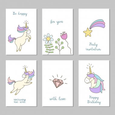 Şirin tek boynuzlu atların olduğu kartlar..