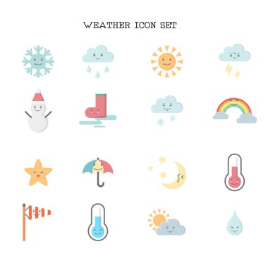 Hava simgesi beyaz arka plan üzerinde seti. 