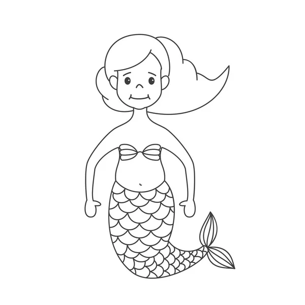 Cartoon mermaid on white background. — Stock Vector
