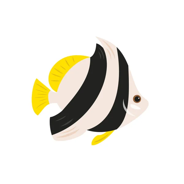 Poisson papillon tropical sur fond blanc . — Image vectorielle