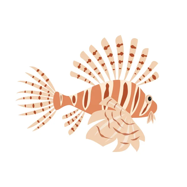 Tropical lionfish on white background. — Stock Vector