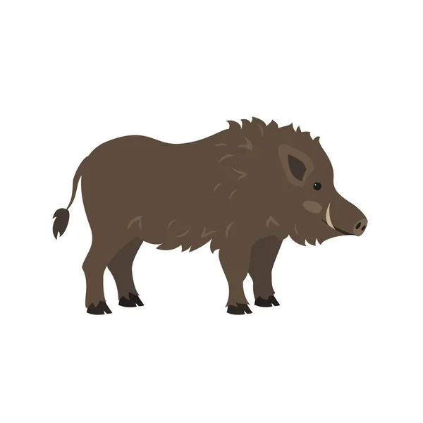 Niedliches Wildschwein Auf Weißem Hintergrund Vektorillustration — Stockvektor