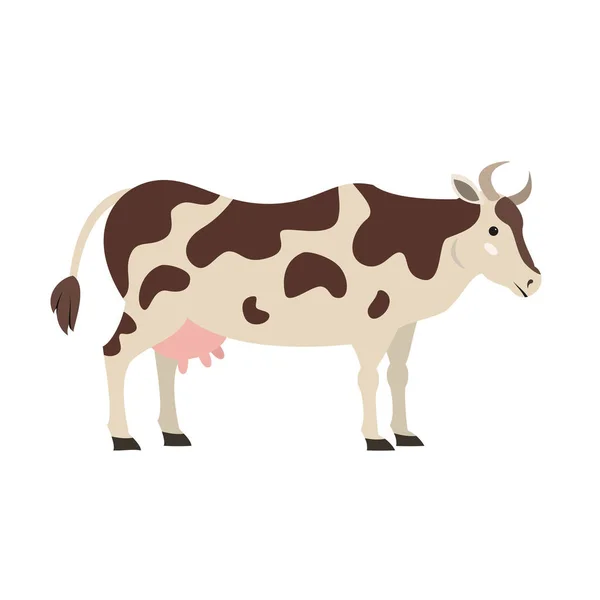 Jolie Vache Sur Fond Blanc Illustration Vectorielle — Image vectorielle