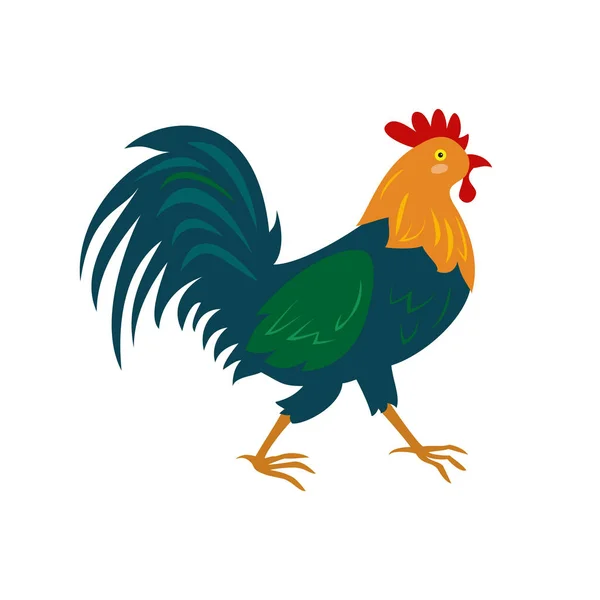 Cute Rooster White Background Vector Illustration — Stock Vector