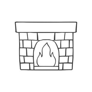 Karalama çizim tarzında şömine. 