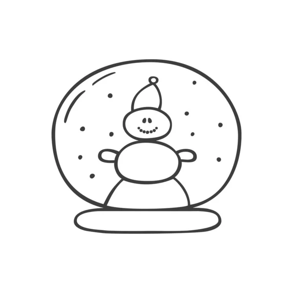 Christmas snow ball in doodle sketch style. - Stok Vektor