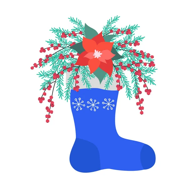 Chaussette colorée de Noël avec cadeaux . — Image vectorielle