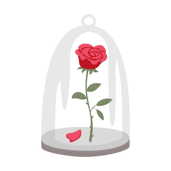 Rose dans une fiole de verre sur fond blanc . — Image vectorielle