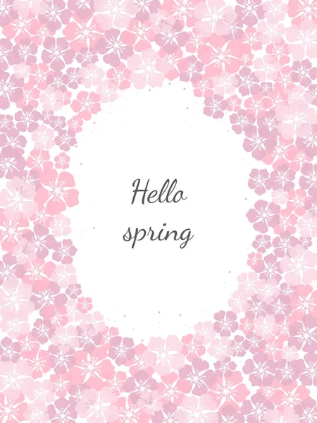 Karte mit Kirschblüte mit der Aufschrift "Hallo Frühling". — Stockvektor