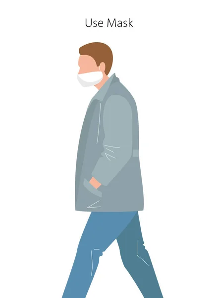 Pria Yang Memakai Topeng Medis Pelindung Untuk Mencegah Virus Ilustrasi - Stok Vektor