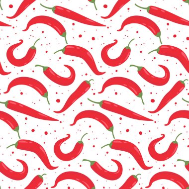 Kırmızı biberin kusursuz deseni. Vektör illüstrasyonu.