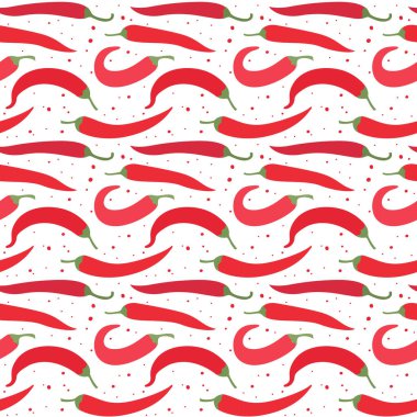 Kırmızı biberin kusursuz deseni. Vektör illüstrasyonu.