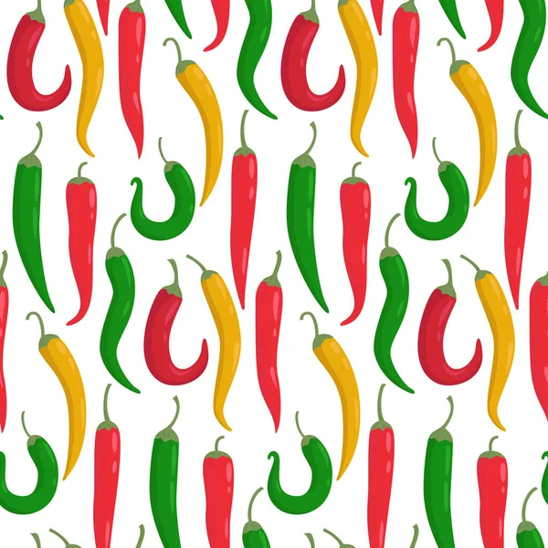 Naadloos Patroon Van Kleurrijke Chili Pepers Vectorillustratie — Stockvector