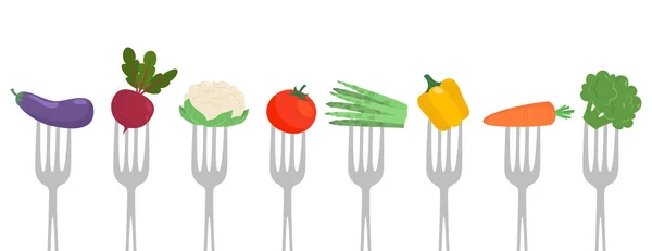 Légumes Sur Une Fourchette Concept Saine Alimentation Illustration Vectorielle — Image vectorielle