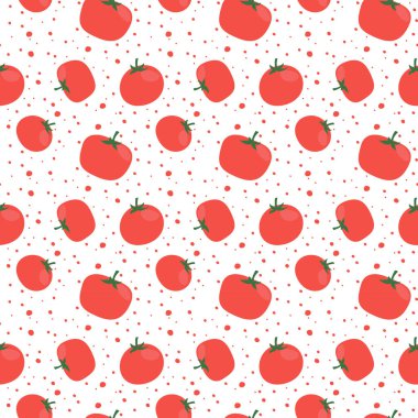 Beyaz arka planda domatesli kusursuz desen. Vektör illüstrasyonu.