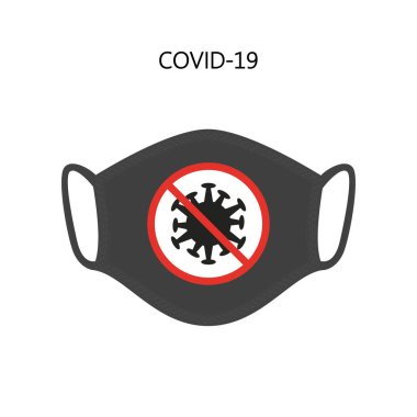 Coperid-19 virüslü tıbbi maske. Vektör illüstrasyonu.
