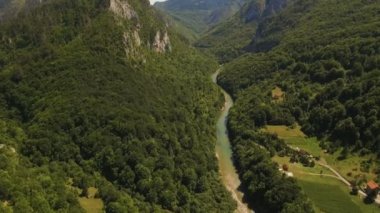 Nehirden Tara yukarıdaki Kanyonu. Montenegro.Aerial dron görüntüleri