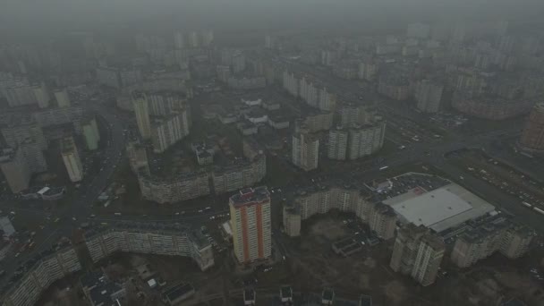 Luchtfoto beelden van grijze Sovjet-huizen patroon. Sovjet-Unie identieke huizen — Stockvideo