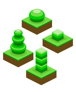 çalılar, izometrik, Yeşiller, bir toprak parçası