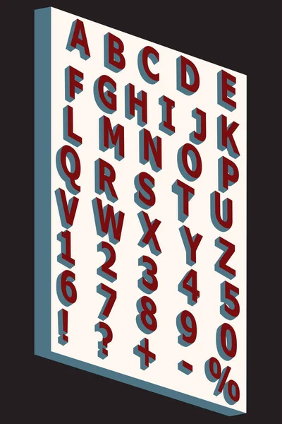 Alphabet. eine Reihe von Zahlen und Buchstaben. Vektor-Design, retro — Stockvektor