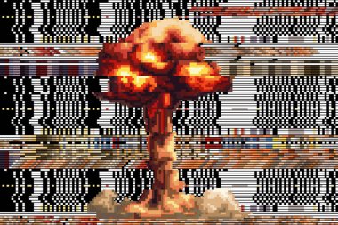 çizilmiş patlama. kareler piksel. kırık vektör arka plan. basamak