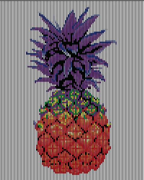 Pineapple, pixels. Glitched abstract vector background made of c — Stock Vector