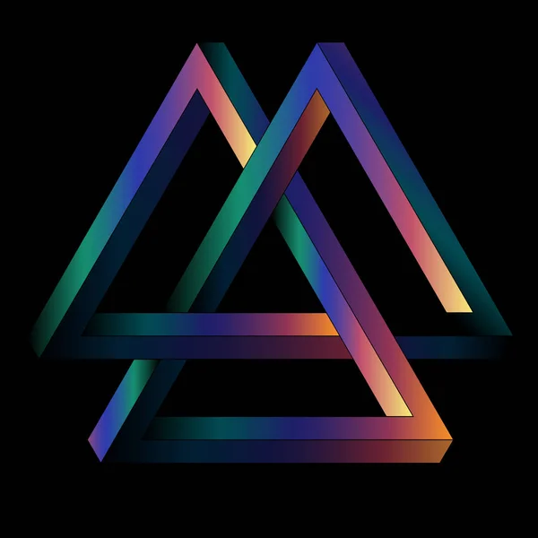 Penrose üçgeni. İmkansız üçgen optik illüzyon razontsve — Stok Vektör