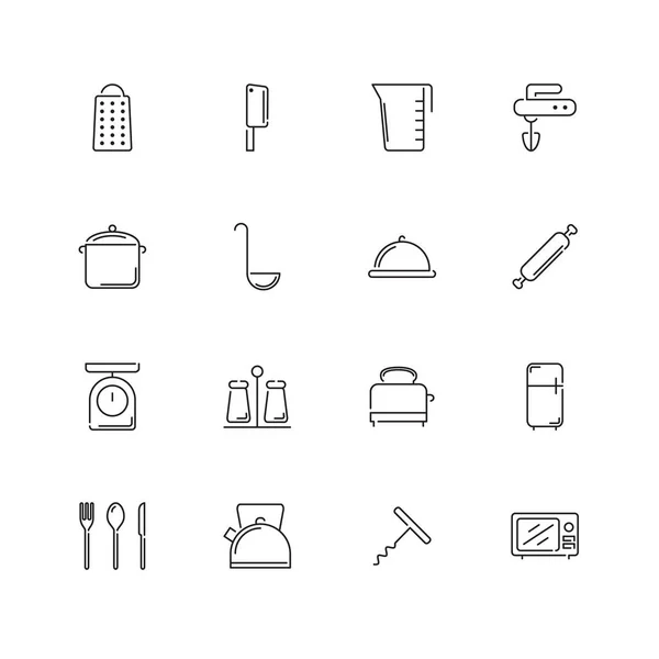 Kitchen set, icons, vector image