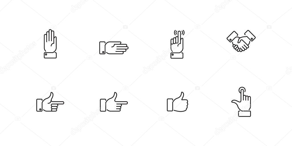 Hand icon. Vector set.