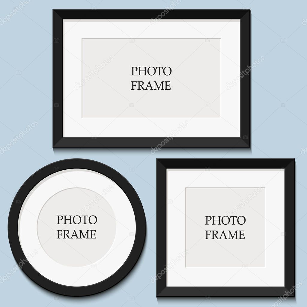 blank photo frame on the wall. design for modern interior vector illustration