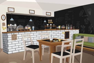 Modern Cafe iç boş yok insanlar Restoran vektör çizim