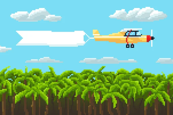 Icono del avión. Pixel art. ilustración vectorial . — Vector de stock