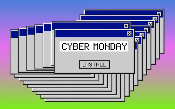 Cyber Monday, instalar fondo de arte . — Vector de stock