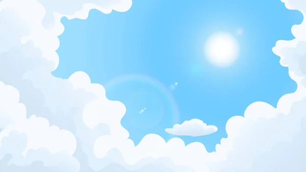 Blue Sky With White Clouds Clear Sunny Day, Landscape, Background With Clouds, Vector Illustration — Stock Vector