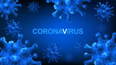 Çizimler konsepti Coronavirus COVID-19. Vektör illüstrasyonu. 3D virüslü arkaplan
