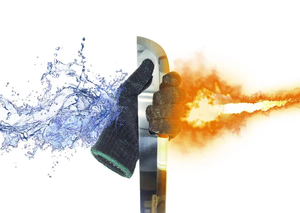 Gesneden warmte water resistente handschoen witte achtergrond — Stockfoto
