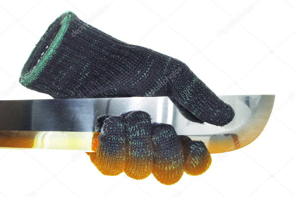 glove holding machete cut heat fire resistant