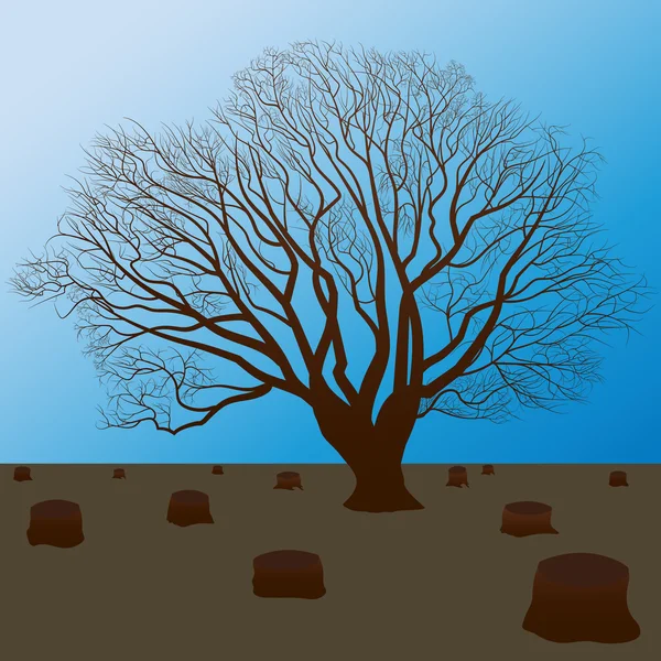 Proteger a natureza, corte a silhueta de árvores — Vetor de Stock
