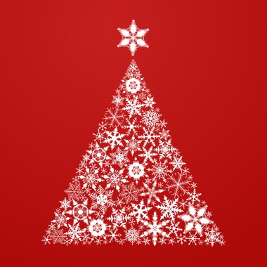 Kar tanesi çam ağacı. Noel düz vektör