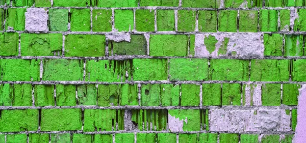 Groene bakstenen muur textuur — Stockfoto