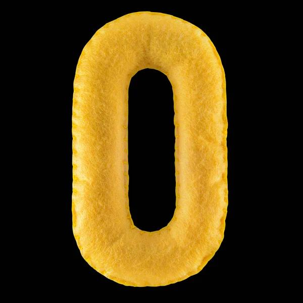 Номер 0 из желтого войлока — стоковое фото