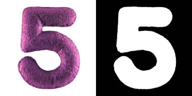 Sayı 5. El mor keçe oyuncak yaptı. Sembol beş