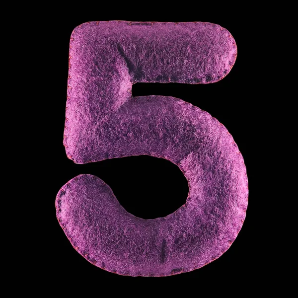 Номер 5 из фиолетового войлока — стоковое фото