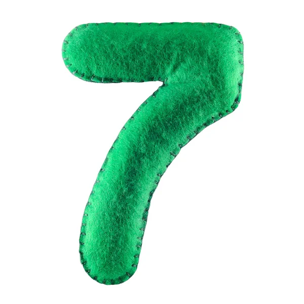 Número 7 de feltro verde — Fotografia de Stock