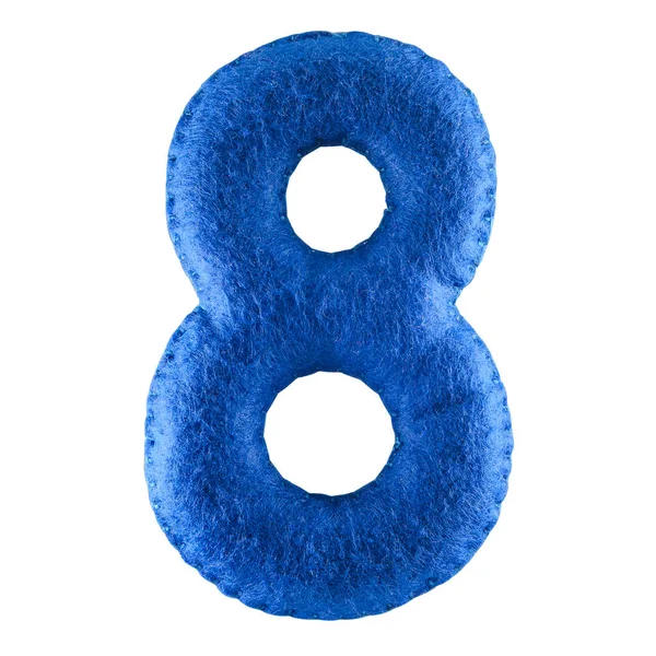 Number 8 from blue felt — Stock Photo, Image