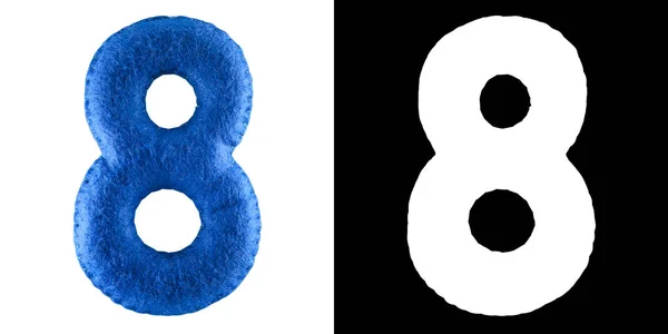 Nummer 8. Handgemachtes Spielzeug aus blauem Filz. Symbol acht — Stockfoto